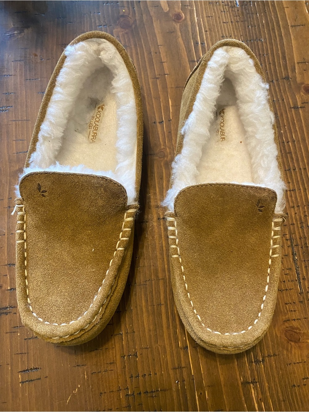 Koolaburra Men's Chestnut Suede Shearling-Lined Moccasin Slippers